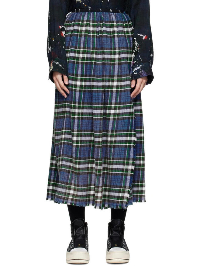 Nwt ~ R13 Fuuff Midi Skirt In Blue Plaid Size S